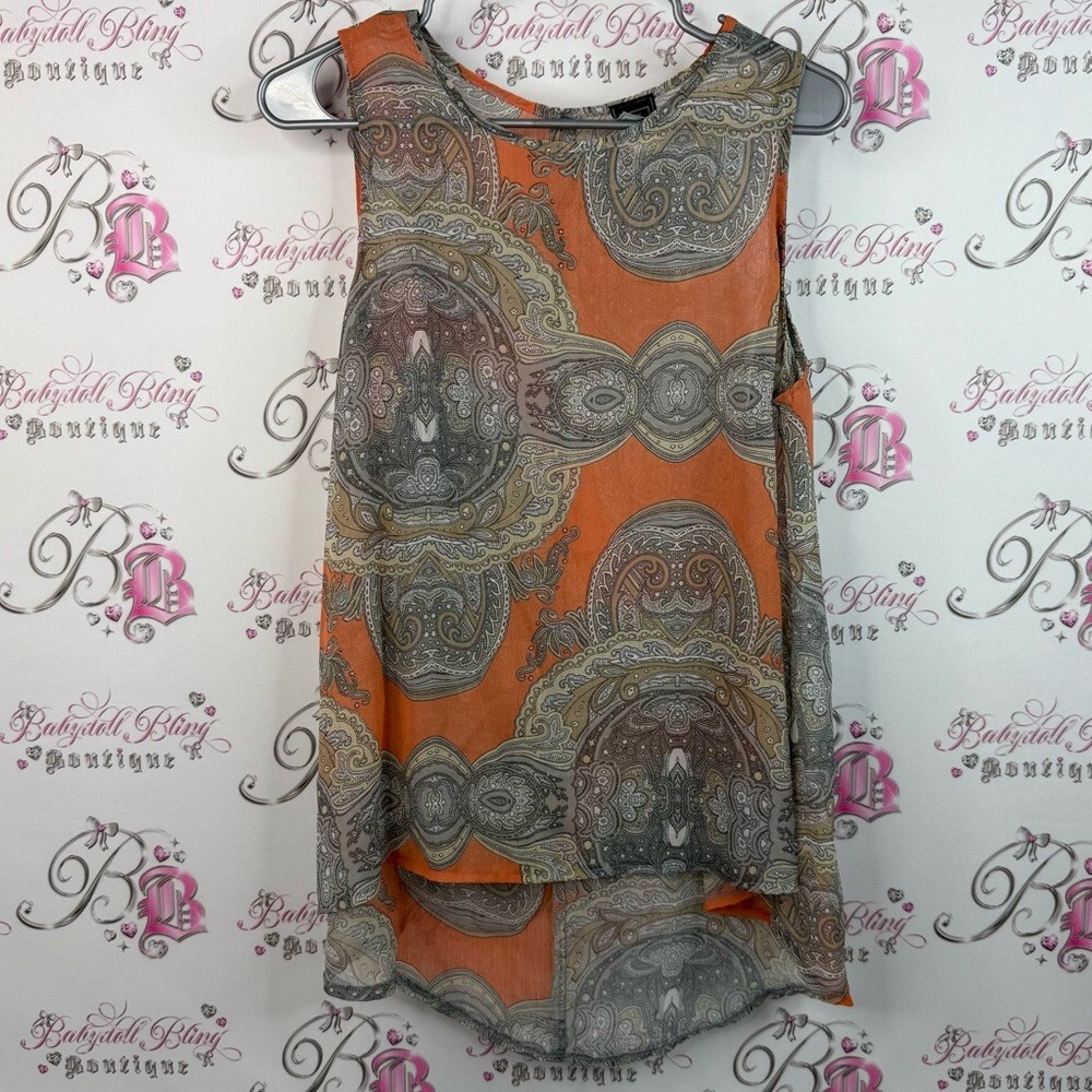 THX thanx collection tank top lightweight grey Elegant Orange Paisley Blouse